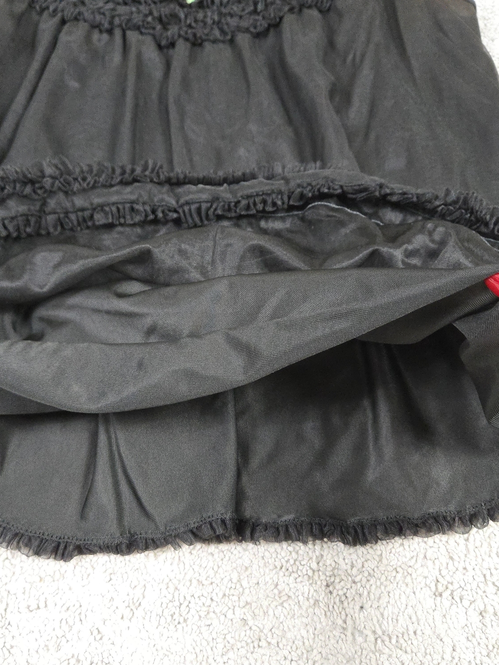 Vintage Black Sheer Top Ruffle Trim Flowers Lingerie Whimsigoth Fairy Dainty Lux - Picture 5 of 8
